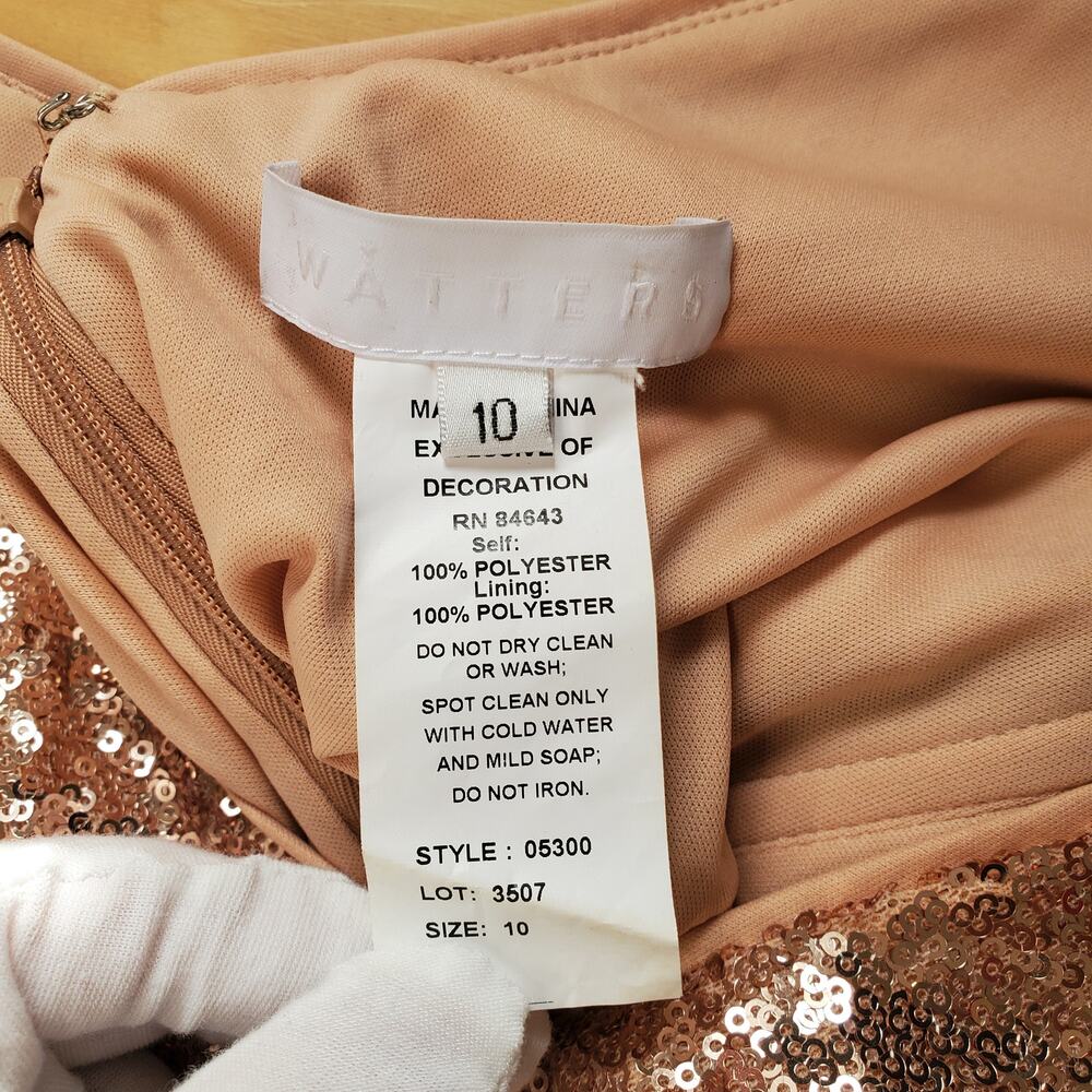 Watters Anzen 5300 Sequin Maxi Evening Dress Gown Rose Gold Wedding Size 10 - Picture 11 of 11